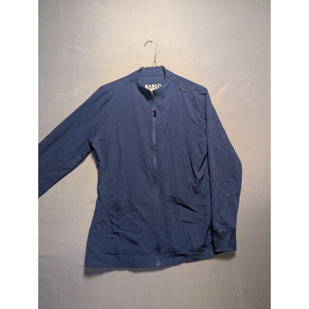 Barco Unify Scrub Jacket Mens Small Navy Stretch Front Patch Pockets Full Zipper